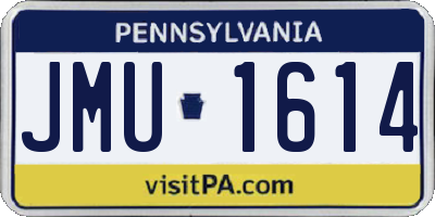 PA license plate JMU1614