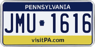 PA license plate JMU1616