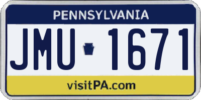 PA license plate JMU1671