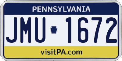 PA license plate JMU1672