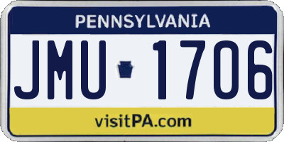 PA license plate JMU1706