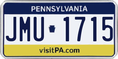 PA license plate JMU1715