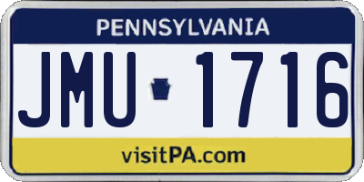 PA license plate JMU1716