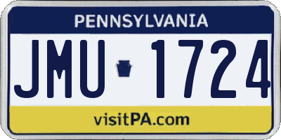 PA license plate JMU1724