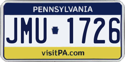 PA license plate JMU1726