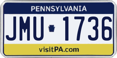 PA license plate JMU1736