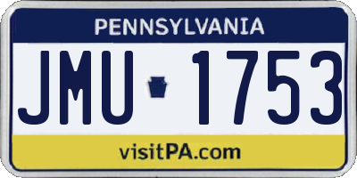 PA license plate JMU1753