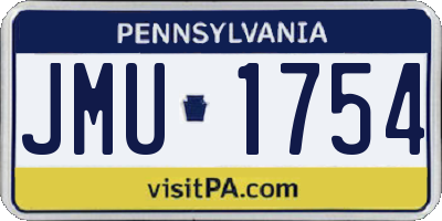 PA license plate JMU1754