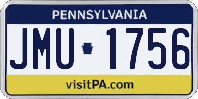 PA license plate JMU1756