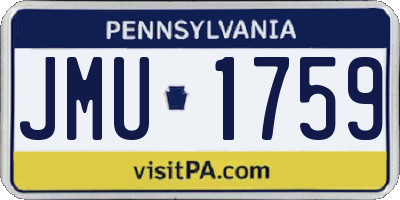 PA license plate JMU1759