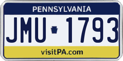 PA license plate JMU1793