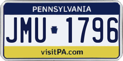 PA license plate JMU1796