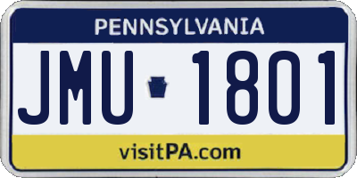 PA license plate JMU1801