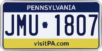 PA license plate JMU1807