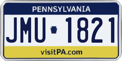 PA license plate JMU1821
