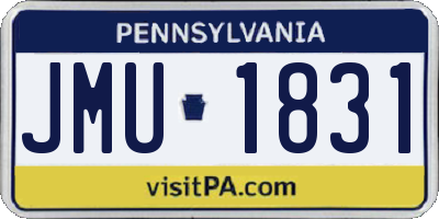 PA license plate JMU1831