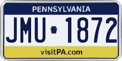 PA license plate JMU1872
