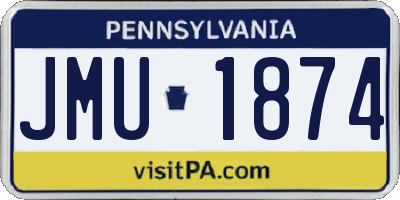 PA license plate JMU1874