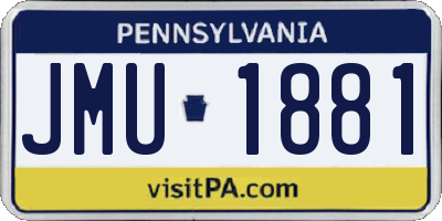 PA license plate JMU1881