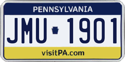 PA license plate JMU1901
