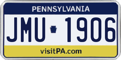 PA license plate JMU1906