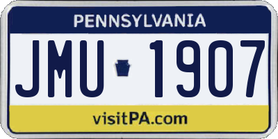 PA license plate JMU1907