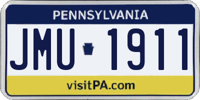 PA license plate JMU1911