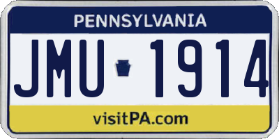 PA license plate JMU1914