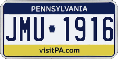 PA license plate JMU1916