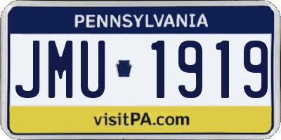 PA license plate JMU1919
