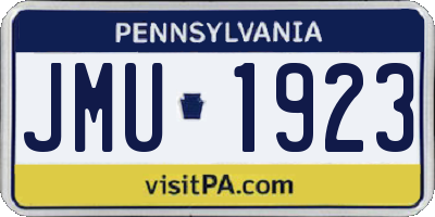 PA license plate JMU1923