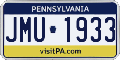 PA license plate JMU1933