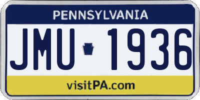 PA license plate JMU1936