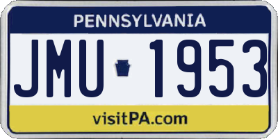 PA license plate JMU1953