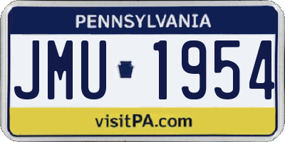 PA license plate JMU1954
