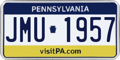 PA license plate JMU1957
