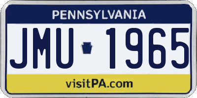 PA license plate JMU1965