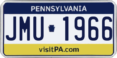 PA license plate JMU1966