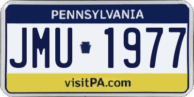 PA license plate JMU1977