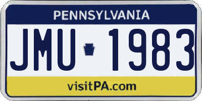 PA license plate JMU1983