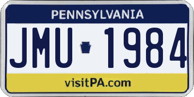 PA license plate JMU1984