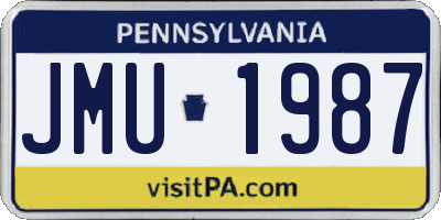 PA license plate JMU1987