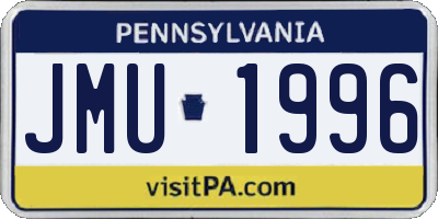 PA license plate JMU1996