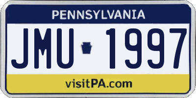 PA license plate JMU1997