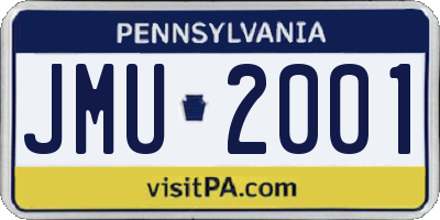 PA license plate JMU2001