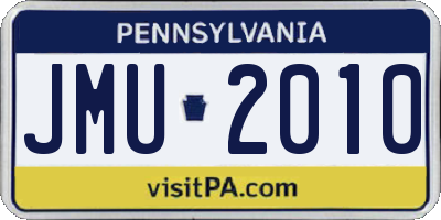 PA license plate JMU2010