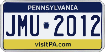 PA license plate JMU2012