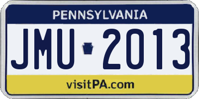 PA license plate JMU2013