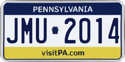PA license plate JMU2014