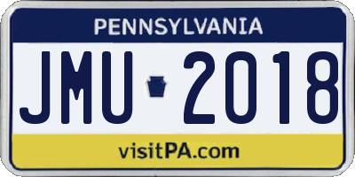 PA license plate JMU2018